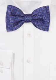 Floral Bowtie in Blue, Red, Golden Amber