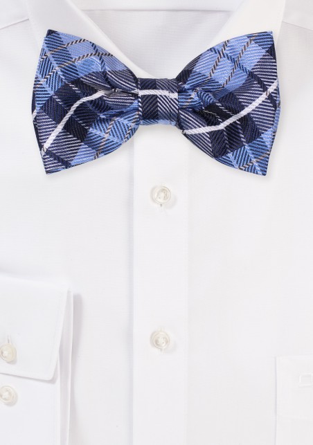 Blue Bow Tie with Tartan Check
