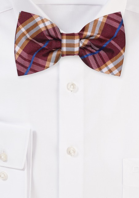 Tartan Plaid Bowtie in Maroon and Orange