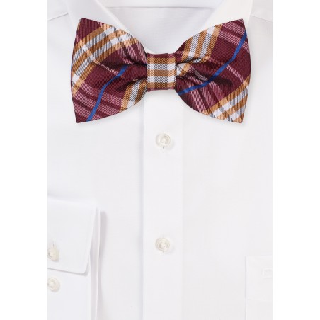 Tartan Plaid Bowtie in Maroon and Orange