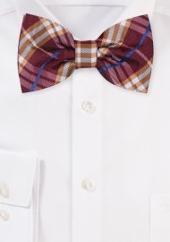 Tartan Plaid Bowtie in Maroon and Orange