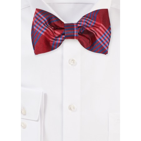 Classic Plaid Bow Tie in Burgundy and Navy