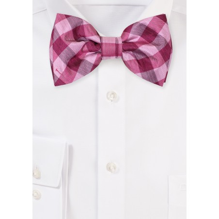 Pink Bow Tie with Woven Gingham Check