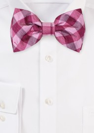 Pink Bow Tie with Woven Gingham Check