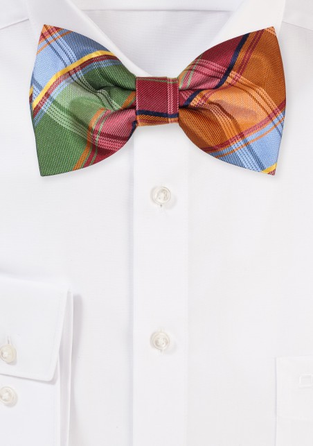 Mens Bow Tie in Colorful Madras Check