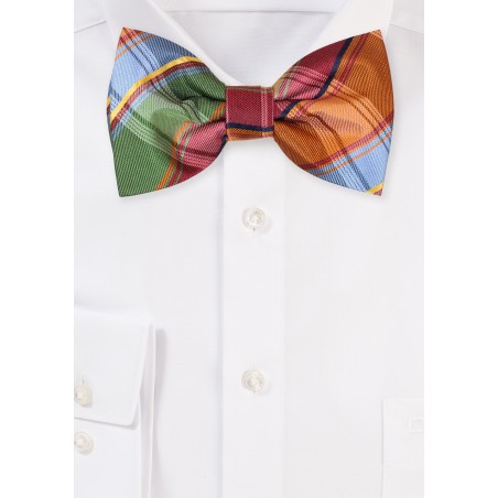 Mens Bow Tie in Colorful Madras Check