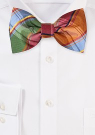 Mens Bow Tie in Colorful Madras Check