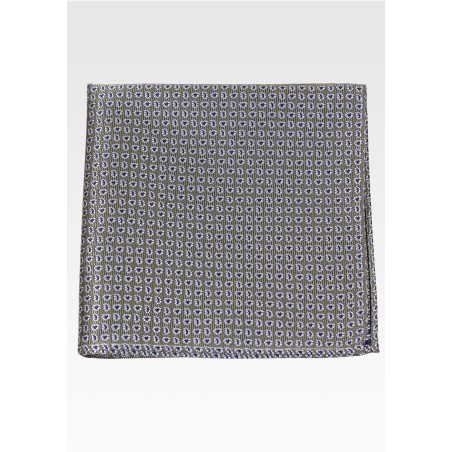 Olive Green and Silver Paisley Pocket Square