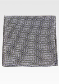 Olive Green and Silver Paisley Pocket Square