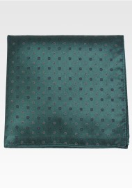 Floral Suit Pocket Square in Dark Green with Blue Florals