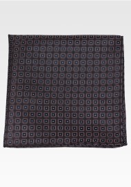 Black Designer Pocket Square with Woven Box Check Design