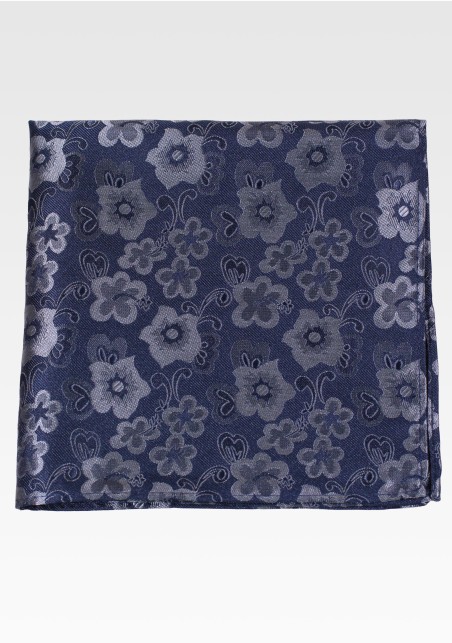 Elegant Floral Designer Hanky in Blue Hues
