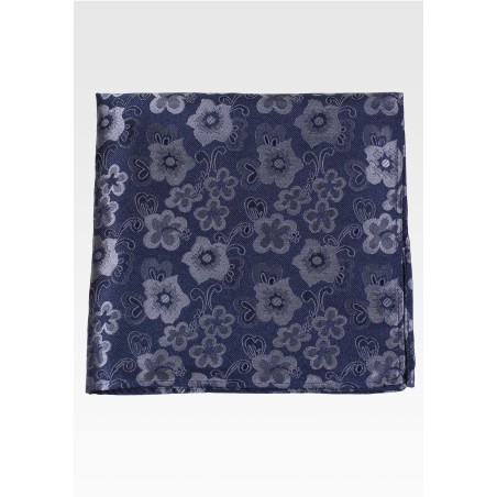 Elegant Floral Designer Hanky in Blue Hues
