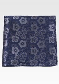 Elegant Floral Designer Hanky in Blue Hues