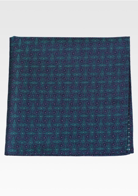 Geometric Check Woven Pocket Square in Oasis Green and Navy