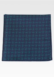 Geometric Check Woven Pocket Square in Oasis Green and Navy