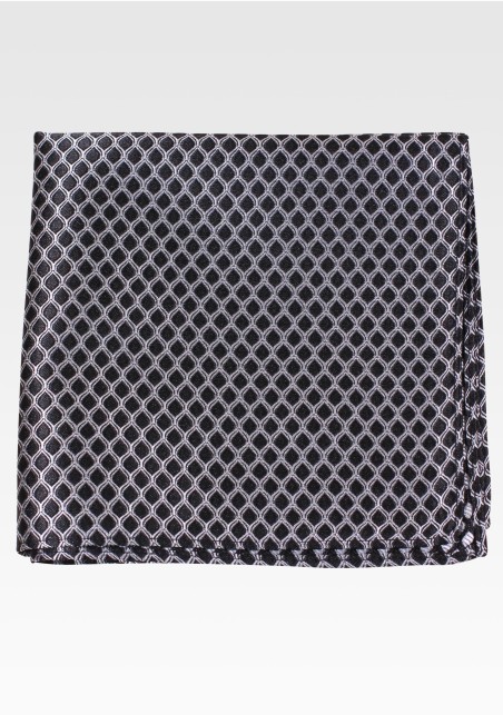 Fish Scale Design Mens Pocket Square in Black