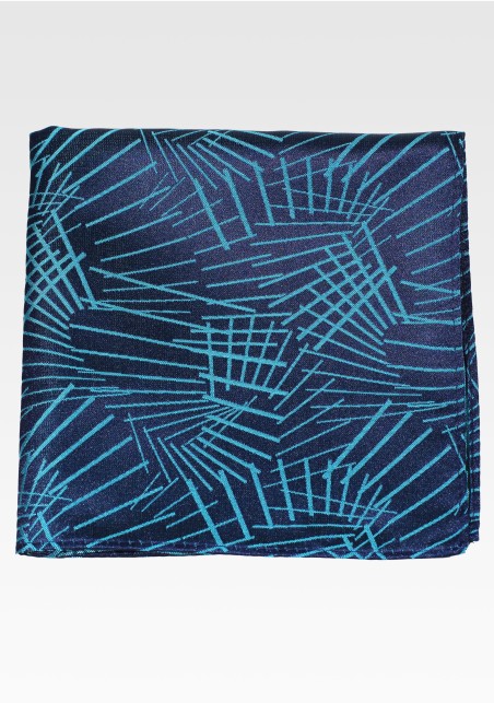 Teal Green Graphic Print Pocket Square
