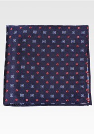 Navy Blue and Crimson Red Mens Pocket Square