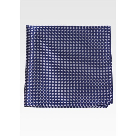 Blue and Silver Check Pocket Square