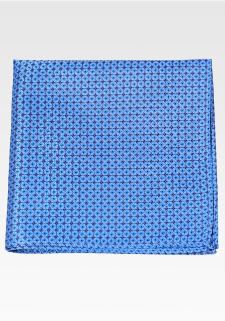 Aqua and Navy Dot Design Mens Pocket Square