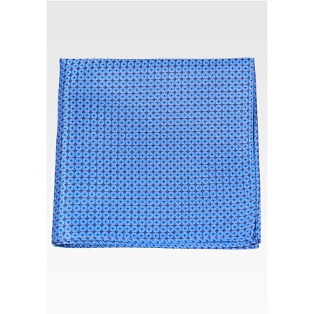 Aqua and Navy Dot Design Mens Pocket Square