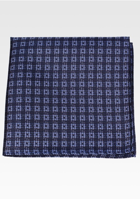 Modern Check Woven Pocket Hanky in Blue