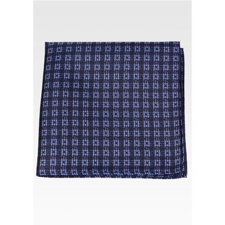 Modern Check Woven Pocket Hanky in Blue