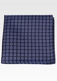 Modern Check Woven Pocket Hanky in Blue