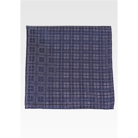 Checkered Pocket Square in Navy and Matte Gray