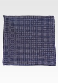 Checkered Pocket Square in Navy and Matte Gray