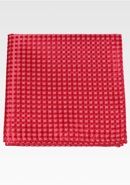 Cherry Red and Bright Red Checkered Weave Pocket Square
