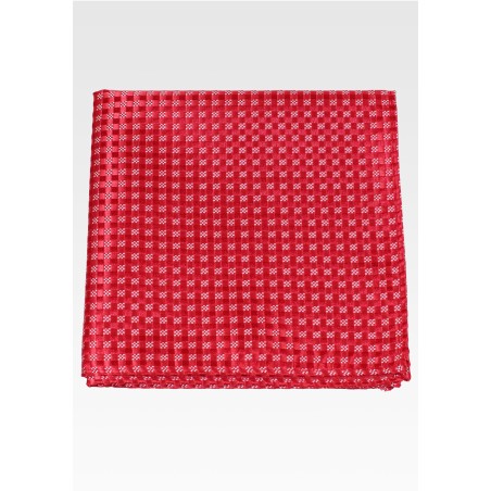 Cherry Red and Bright Red Checkered Weave Pocket Square