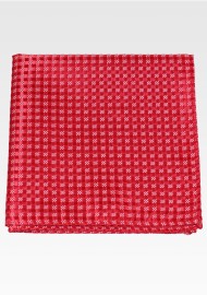 Cherry Red and Bright Red Checkered Weave Pocket Square