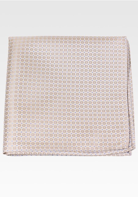 Vanilla Cream Pocket Square with Micro Floral Weave