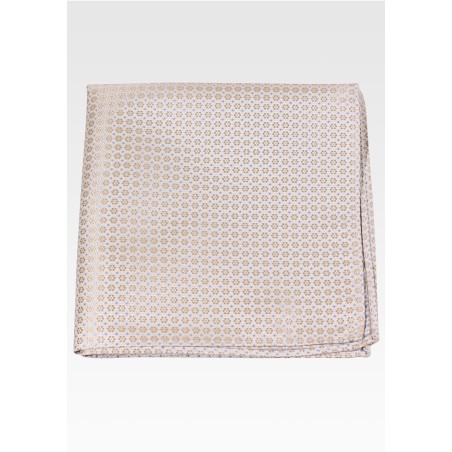 Vanilla Cream Pocket Square with Micro Floral Weave