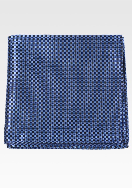 Blue Hued Mens Pocket Square with Mini Checks