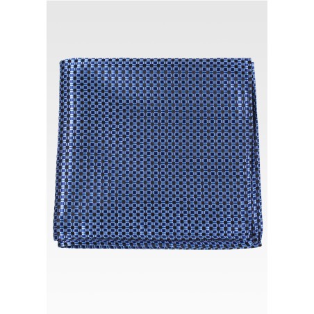 Blue Hued Mens Pocket Square with Mini Checks