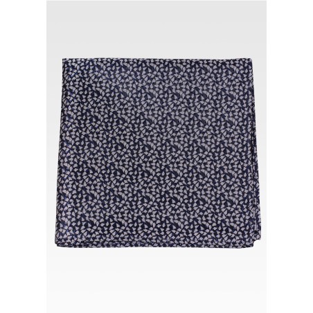 Navy Pocket Square with Tiny Silver Triangles
