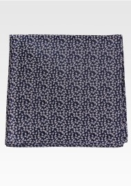 Navy Pocket Square with Tiny Silver Triangles
