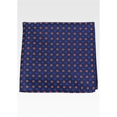 Dress Blue Pocket Square with Intricate Foulard Weave
