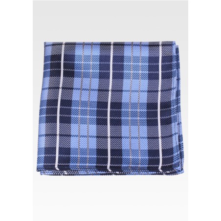 Blue Pocket Square with Tartan Checks