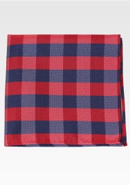 Navy with Cherry Red Gingham Checkered Pocket Square