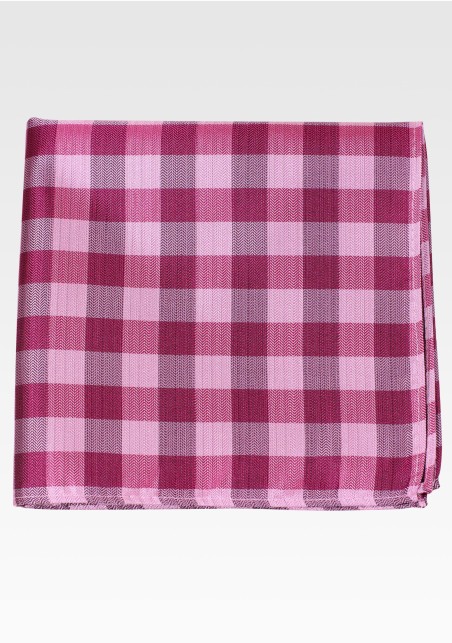 Fuchsia and Pink Gingham Pocket Square