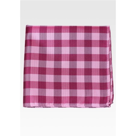 Fuchsia and Pink Gingham Pocket Square