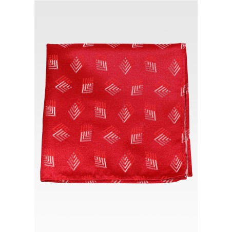 Geometric Fern Design Pocket Square in Bright Red