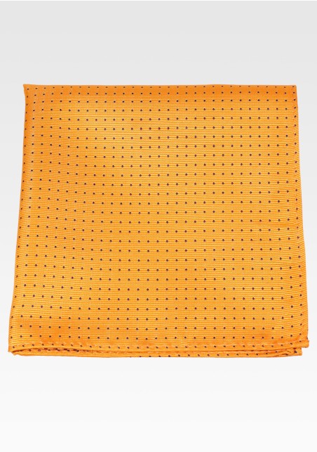 Marigold Pocket Square with Tiny Navy Pin Dots