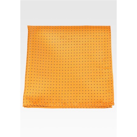 Marigold Pocket Square with Tiny Navy Pin Dots