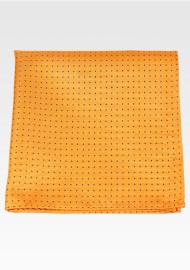 Marigold Pocket Square with Tiny Navy Pin Dots