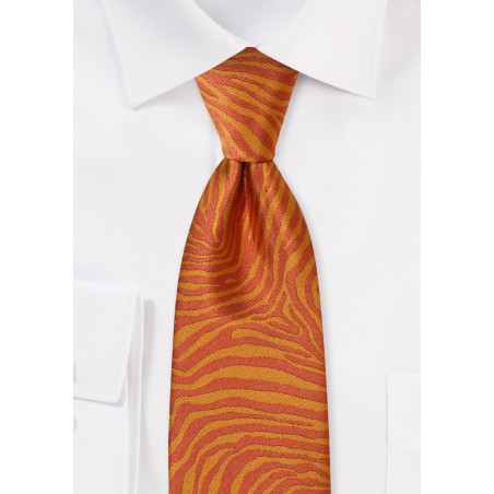 Tiger Stripe XL Mens Tie in Red and Orange